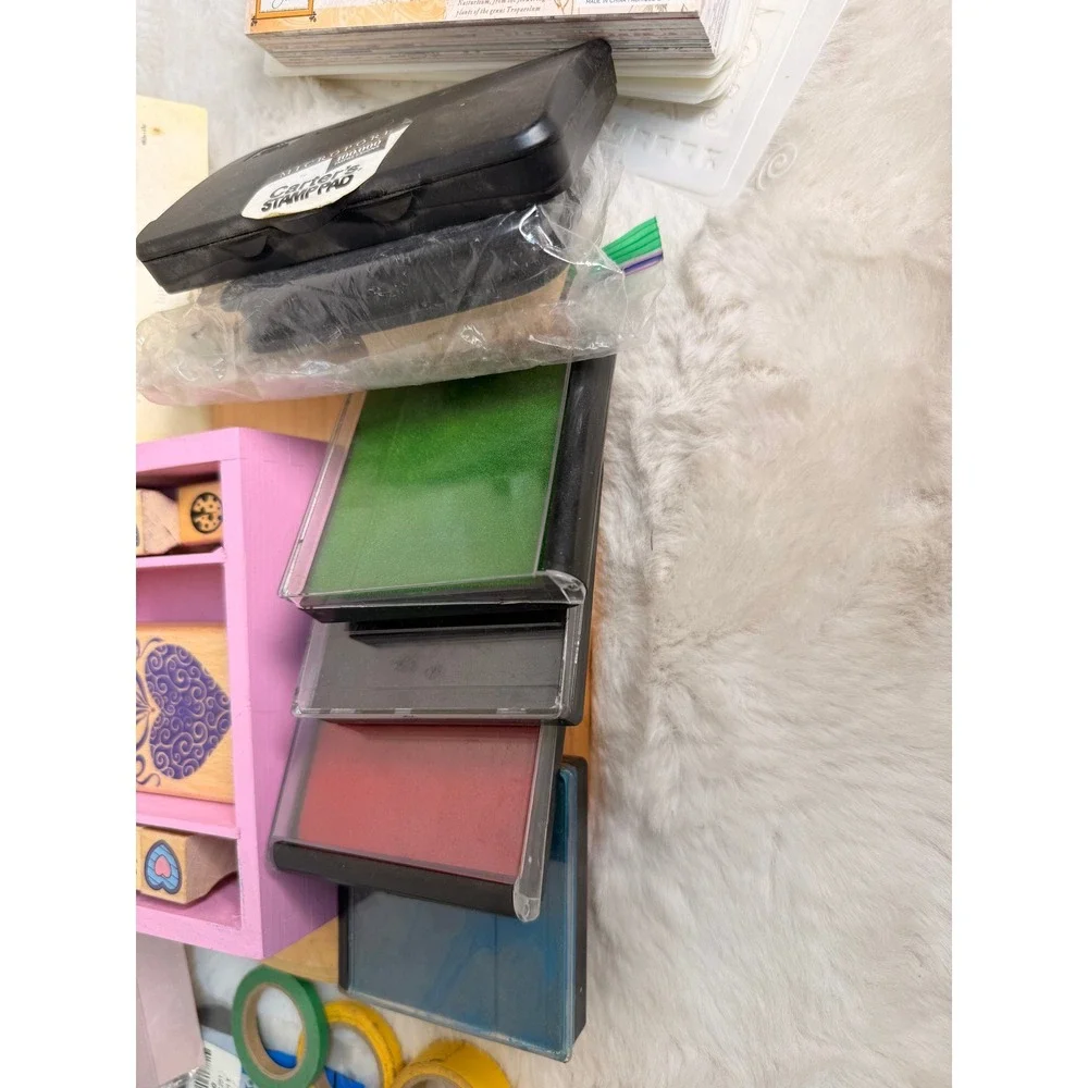 Scrapbooking Card Making Supply Lot DCWV Mariposa Matstack Stencils Stamps Tape
